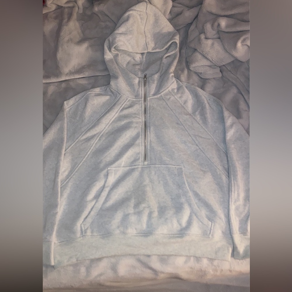 grey quarter-zip sweatshirt, size large, no stains or rips, worn once